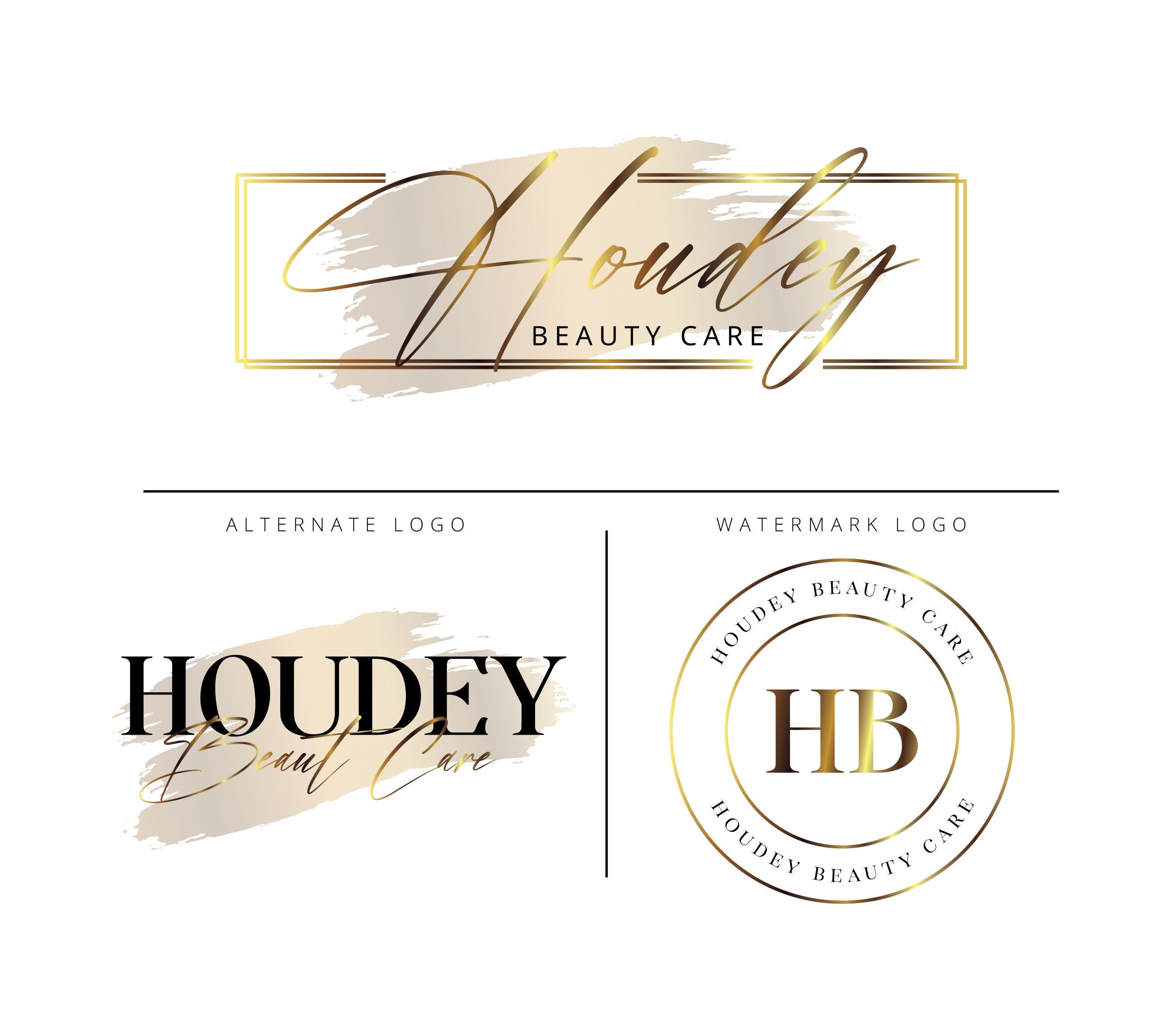 Premade Gold foil logo design, Beauty Logo, brush stroke logo, Real Estate Logo, watermark Logo, metallic logo, stylish logo