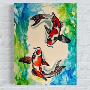11x14 Alcohol Ink Koi Art