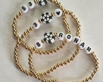 Soccer beaded bracelet, Game Day bracelet, Personalized name or number bracelet, Sports bracelet, Number Bracelet, Team bracelet