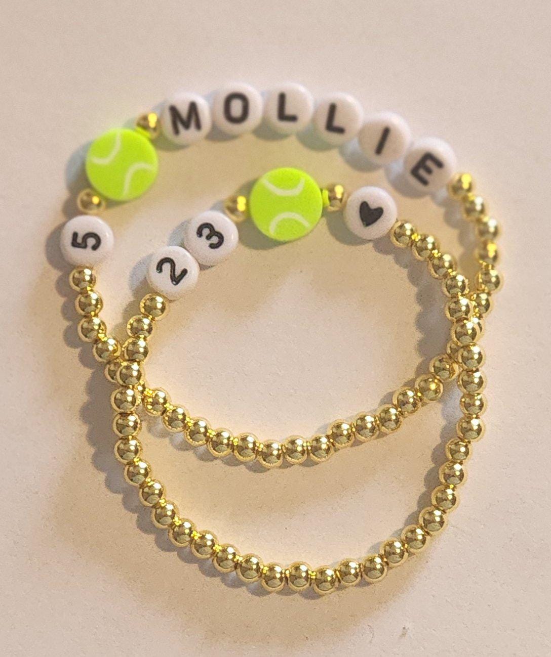 LACROSSE AND TENNIS beaded bracelet, Game Day bracelet, Personalized name/number bracelet, Sports bracelet, Number Bracelet, Team bracelet