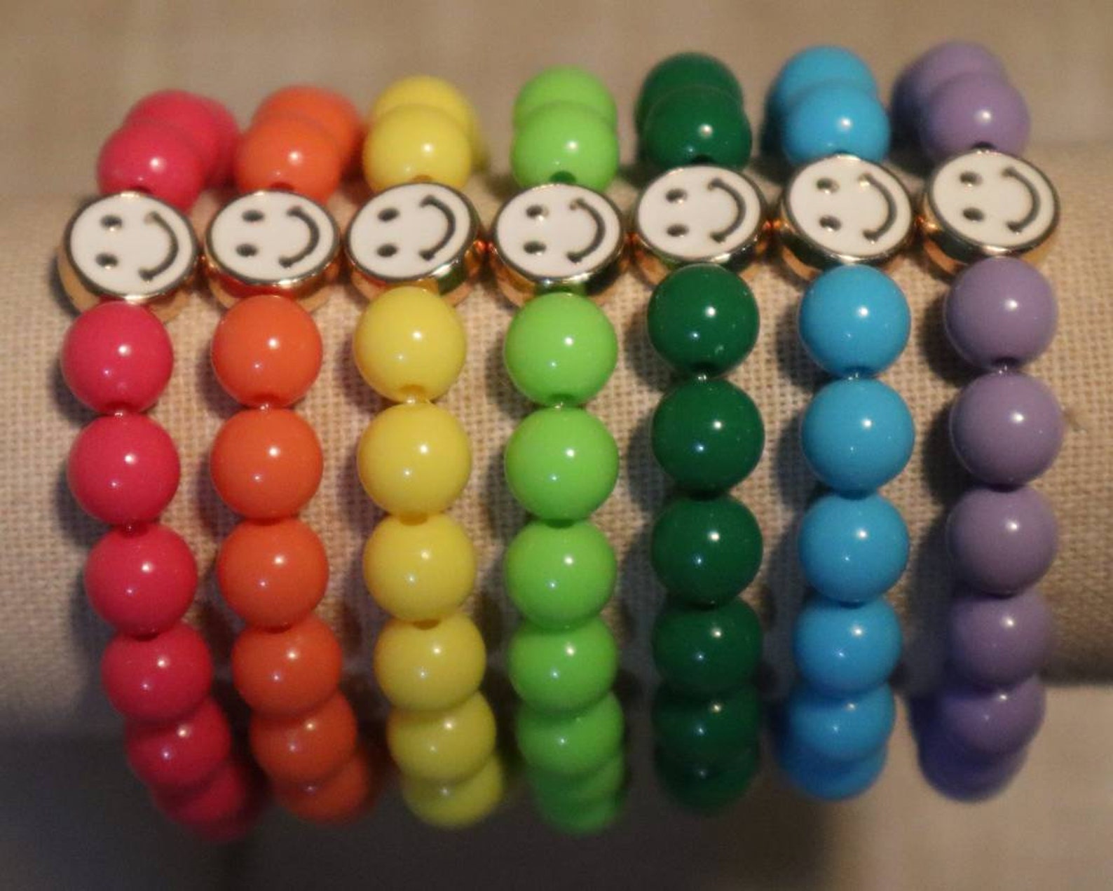 Custom Beaded Smiley Face Bracelets Teenager Gift Etsy
