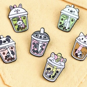 Boba Tea Enamel Pin- Bear or Bunny- Boba tea- Boba accessory- Boba tea and friends- Special gift- Backpack accessory- teen gift- Boba milk