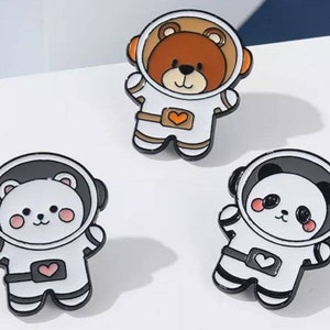 Cartoon Enamel Pin- Special gift- Backpack accessory- teen gift- Cute pin-Cat pin-Panda pin- Astronaut pin-Bear pin- Astronomy pin-Space Pin