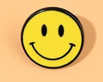 Yellow Smiley Face Enamel Pin- Special gift- Backpack accessory- teen gift-Cute pin- happy face- cartoon enamel pin-Birthday gift- Bohostyle