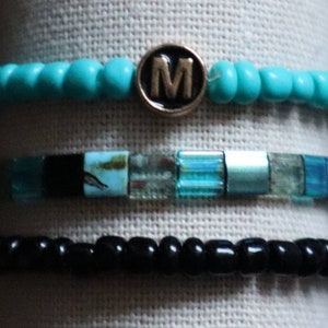 Tila Miyuki bead braceletstack -Tile bracelet-sead bead stretch- boho- Monogram jewelry- Personalized gift -Gold- minimalist- affordable