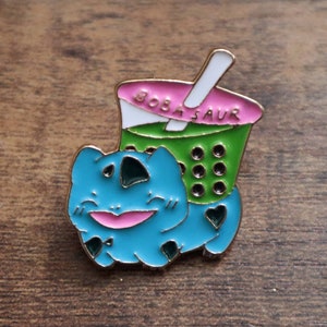 BOBA-SAUR Enamel Pin-Special gift- Backpack accessory- teen gift- Cute pin- affordable gift-ANIME-Video games-boba tea-Matcha tea