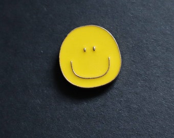 Yellow Smiley Face Enamel Pin- Special gift- Backpack accessory- teen gift- Cute pin- happy face-cartoon enamel pin-Birthday  gift-Bohostyle