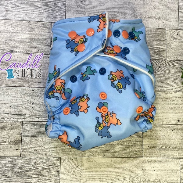 Puppy Pals Blue Pocket One-Size Diaper, Baby’s Nappies, Reusable, Baby Shower Gift, Ready To Ship