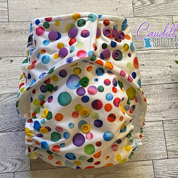 Colorful Rainbow Bubbles Pocket One-Size Diaper, Baby’s Nappies, Reusable, Baby Shower Gift, Ready To Ship