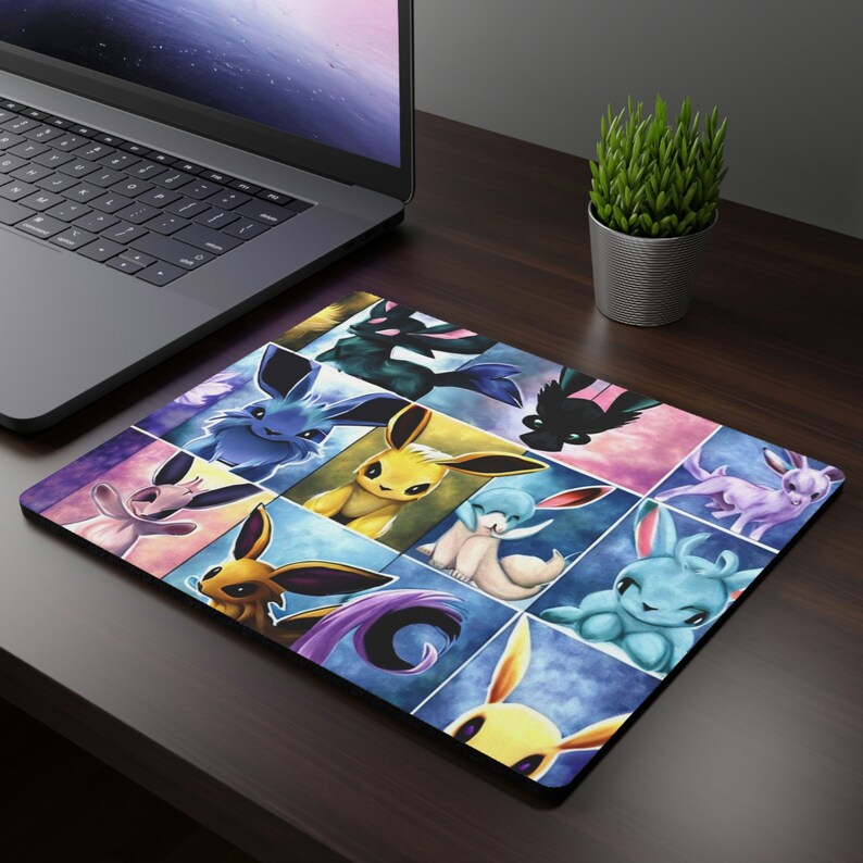 Cute Eeveelution Rectangular Mouse Pad Pokemon Mouse Pad Etsy