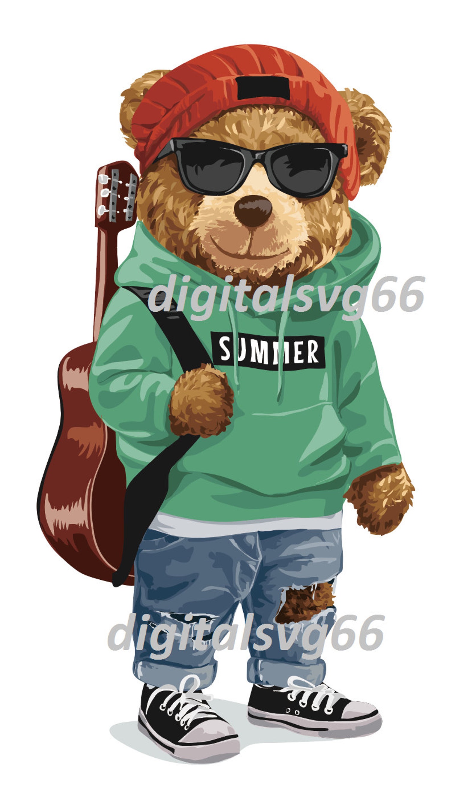 Teddy Bear Svgbear Guitar Pngsongcolor Printtoy - Etsy