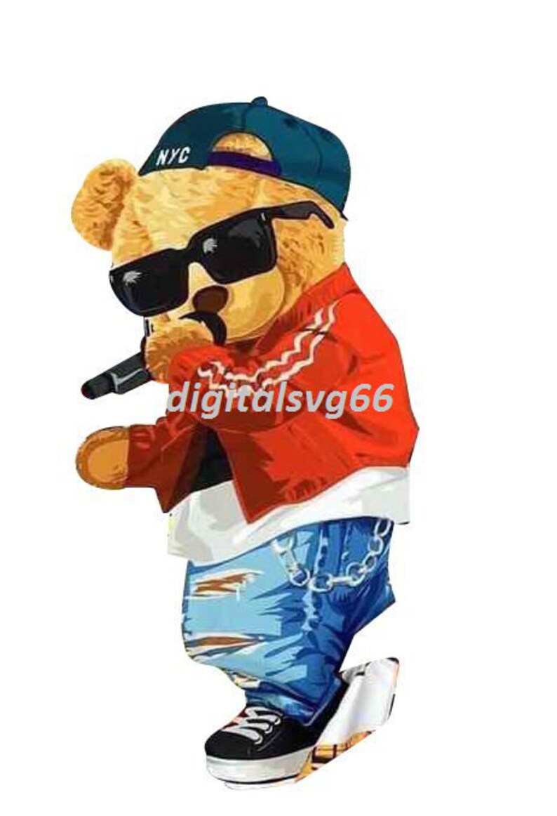 Teddy Bear Rapcap Bear Pngmoon With Glassesdigital - Etsy