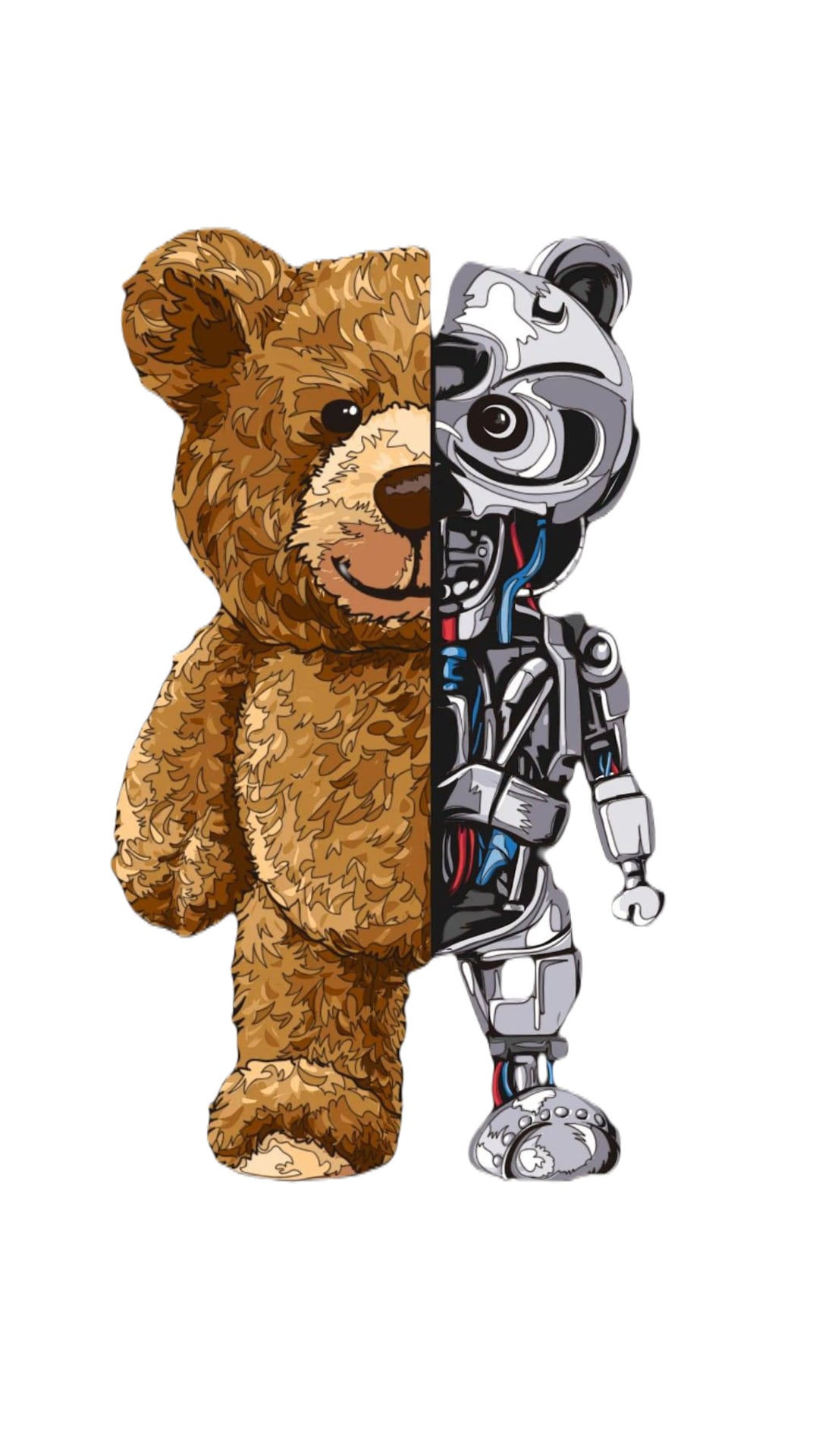 Teddy Bear Png,teddy Bear Robot Png,digital Download,half Teddy Bear