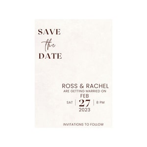 Simple Black and Beige Wedding Save The Date Classic