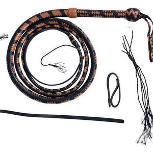 Custom Leather Bullwhip – Handmade Kangaroo Leather Whip | Cowboy Whip 2ft to 16ft+ | Trick Cracking, Cosplay, Collectors -Free Shipping