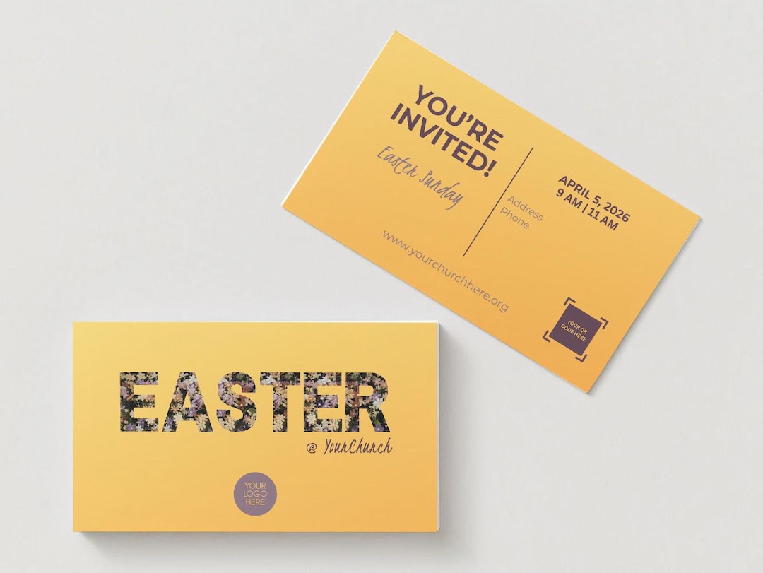 Easter Invite Floral | Church Easter Invitation | Business Card Size ...