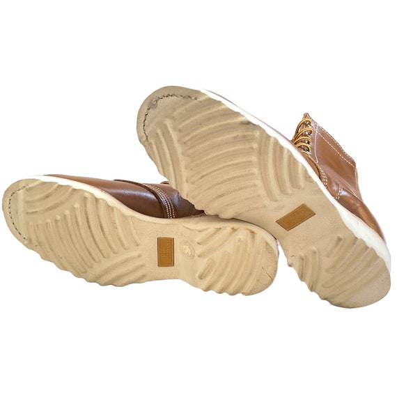 Vintage Gorilla Leather Moc Toe Boots: Tan Brown, Made in Canada