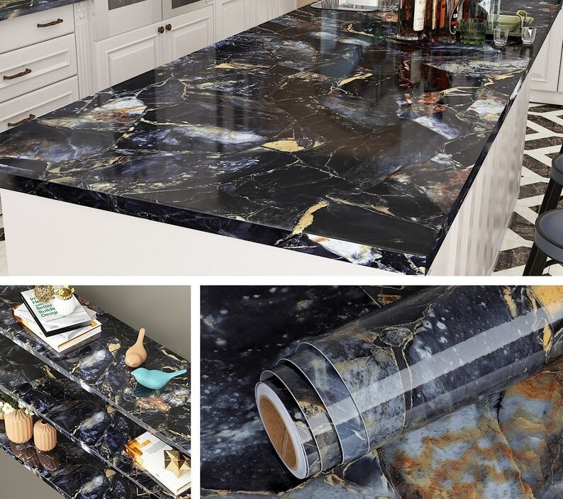 Gray Gold Marble Kitchen Countertop Sticker Vinyl Sticker Etsy