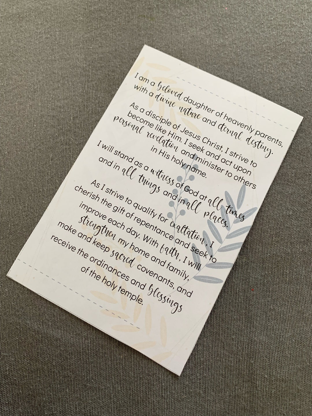 Latter-day Saint Young Women Theme Printable Handout - Etsy