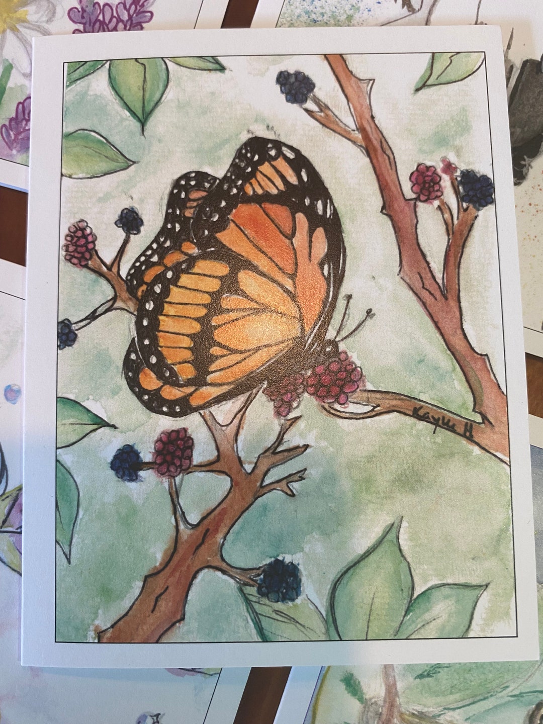Original Monarch Butterfly Blank Notecard, Watercolor - Etsy