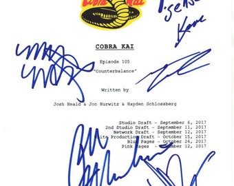 Cobra Kai signed autographed 8.5x11 cast script cover JSA