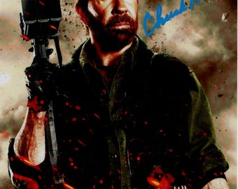 Chuck Norris, dédicace autographié 8 x 10 The Expendables 2 Booker photographie Beckett BAS