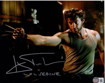Dédicace de Hugh Jackman, photographie autographe de 8 x 10 Wolverine, Beckett BAS
