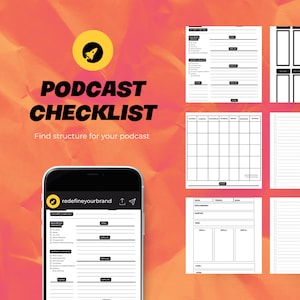 Canva or PDF Editable Podcast Planner, Podcast Template Content Calendar, Podcast Checklist, Printable Pod Cast Interview Script & Tracker