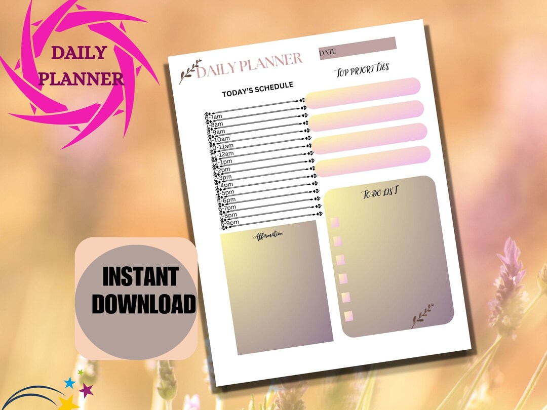 Digital Daily Planner Printable Instant Download High - Etsy Australia