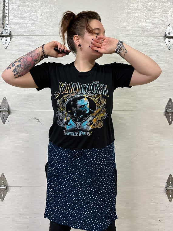 Upcycled Johnny Cash T-shirt Dress: Reworked Polka Dot Band Tee - Etsy  Canada