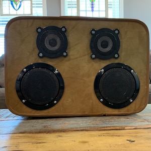 Suitcase speaker- Boom Box- Vintage Suitcase Speaker Box- Upcycled Speaker Box- Recycled Suitcase Speaker- Bluetooth Speaker