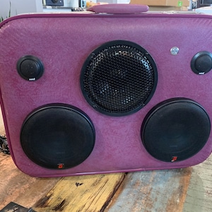 Suitcase speaker- Boom Box- Vintage Suitcase Speaker Box- Upcycled Speaker Box- Recycled Suitcase Speaker- Bluetooth Speaker