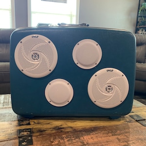 Suitcase speaker- Boom Box- Vintage Suitcase Speaker Box- Upcycled Speaker Box- Recycled Suitcase Speaker- Bluetooth Speaker
