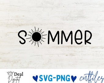May include: Black and white graphic design of the word "SUMMER" with a sun icon in the middle of the word.