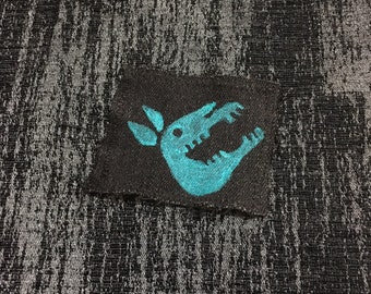 Patch met paardenschedel (blauw)