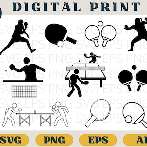 Tênis de mesa svg, clipart de tênis de mesa, tênis de mesa png, cricut de tênis de mesa, Svg Png Eps Ai, download digital, pacote de tênis de mesa