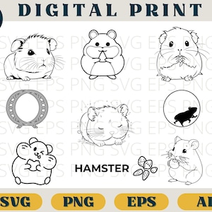 Hamster svg, Hamster clipart, Hamster vector, Hamster png, Hamster Cut File, Cute hamster Clipart, Hamster bundle, Hamster cricut, Hamster