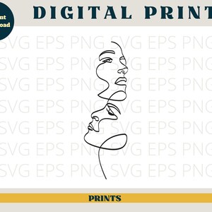 Pu&ograve; includere: Illustrazione di arte di linea di due volti, uno sopra l'altro, con una singola linea continua. I volti guardano in direzioni opposte.