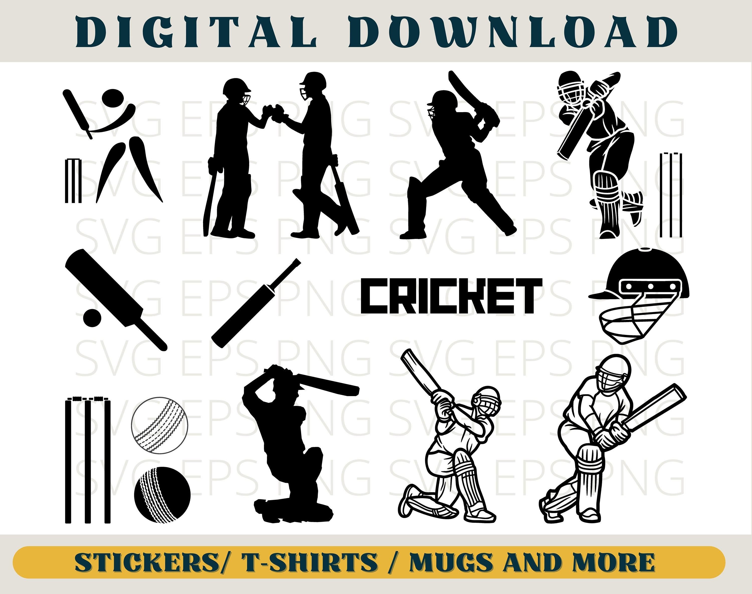 Cricket Svg, Cricket Sillhouette, Svg Eps Png AI, Cricket Clip Art ...