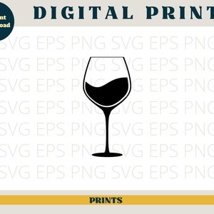 May include: Black and white silhouette of a wine glass with a small amount of wine in the bottom. The glass is on a white background.