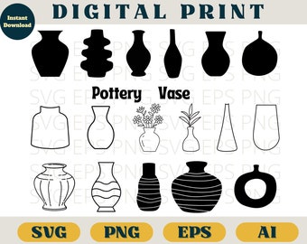 Pottery svg, Vase svg, Pottery clipart, Vase clipart, Pottery png, Vase Png, Pottery silhouette, Vase silhouette, Vase vector, pottery