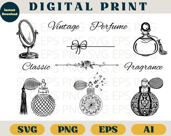 Profumo in formato SVG, bottiglia di profumo in formato SVG, clipart di profumo, profumo PNG, fragranza in formato SVG, clipart di fragranza, profumo vintage, fragranza vintage, profumo