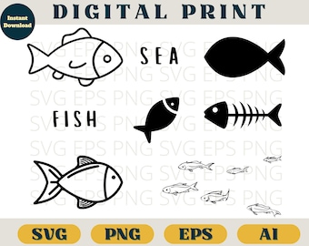 Fish bundle, fish svg, fish clipart, fish png, fishing svg, cute fish svg, fish cricut, fish silhouette, fish vector, fishing clipart, fish