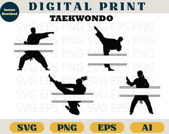 Taekwondo bundle | Taekwondo Karate print | Svg Eps Png AI | Taekwondo Martial art Karate clip art | Digital print SVG download | stickers