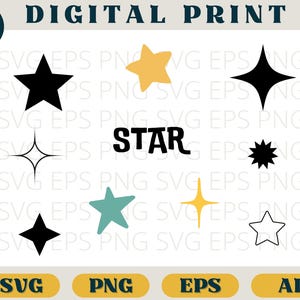 star svg, star silhouette, stars svg, star clipart, Svg Png Eps Ai, Star bundle, star cricut, star shape svg, star shape png, star shape