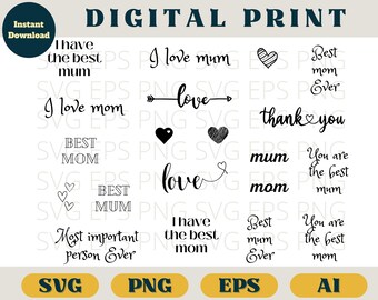 Liebe Mama liebe Mama Bündel | beste Mama beste Mama |     Mama Mama Clipart | Digitaldruck SVG Download | Mama Mama Cricut Aufkleber