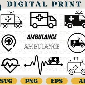 Ambulance svg, Ambulance clipart Ambulance bundle, Svg Png Eps Ai, Ambulance cricut, Ambulance vector, Ambulance silhouette, Ambulance png