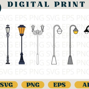 Street lamps bundle, Vintage street lamp bundle, Street lights, street lamps clipart, svg png eps ai, Street lamps svg cricut, silhouettes
