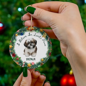 Funny Custom Shih Tzu Ornament, Personalized Dog Name Christmas Ornament, Gift For New Rescue Adoption Dog Mom, Shitzu Pet Keepsake Gifts