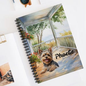 Yorkshire Terrier Personalized Dog Name Spiral Bound Writing Journal, Custom Ruled Line Notebook Diary, Meditation Book, Gift Yorkie Dog Mom